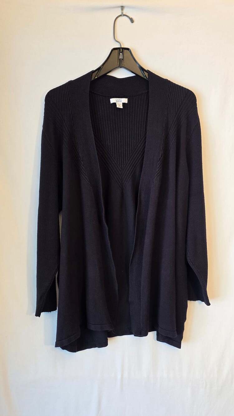 Croft & Barrow Black Open Front Cardigan Sweater 2X